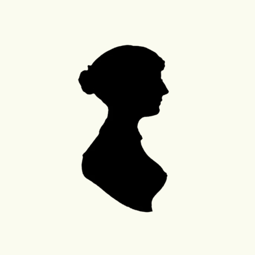 Silhouette of Jane Austen against a plain background