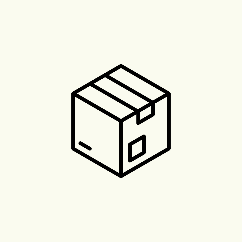 Icon of a closed shipping box on a plain background.